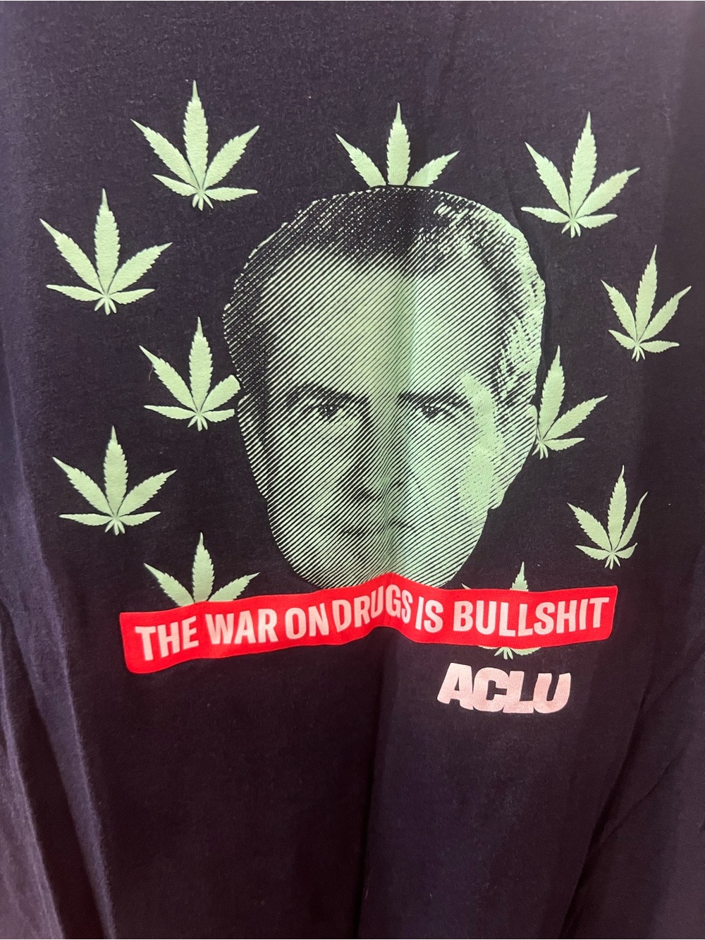 War on Drugs Short-Sleeve Graphic Tee - Green Leaf Print